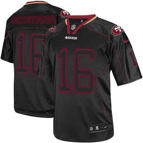 Men's Nike San Francisco 49ers #16 Joe Montana Elite Lights Out Black NFL Jersey