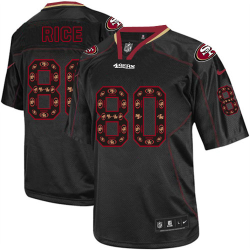 Men's Nike San Francisco 49ers #80 Jerry Rice Elite New Lights Out Black NFL Jersey