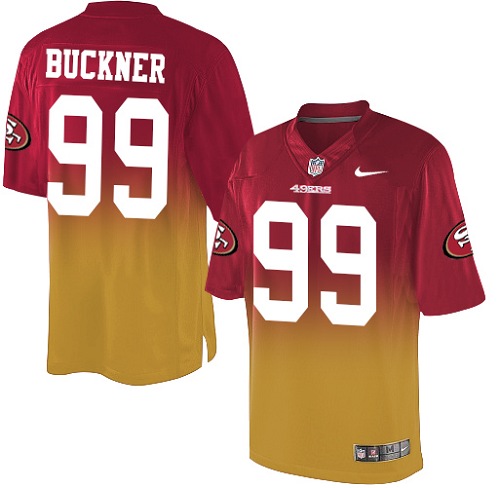 Men's Nike San Francisco 49ers #99 DeForest Buckner Elite Red/Gold Fadeaway NFL Jersey