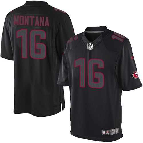 Men's Nike San Francisco 49ers #16 Joe Montana Limited Black Impact NFL Jersey