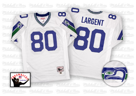 Mitchell And Ness Seattle Seahawks #80 Steve Largent White Authentic Throwback NFL Jersey
