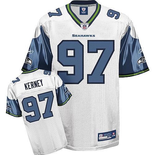 Reebok Seattle Seahawks #97 Patrick Kerney White Authentic Throwback NFL Jersey