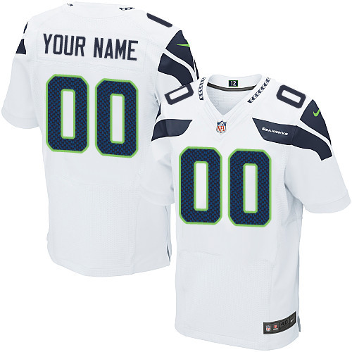 Men's Nike Seattle Seahawks Customized Elite White NFL Jersey