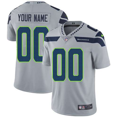 Men's Nike Seattle Seahawks Customized Grey Alternate Vapor Untouchable Custom Limited NFL Jersey