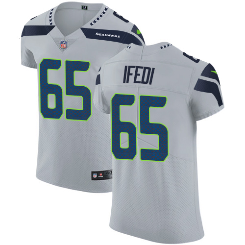 Men's Nike Seattle Seahawks #76 Germain Ifedi Elite Grey Alternate NFL Jersey