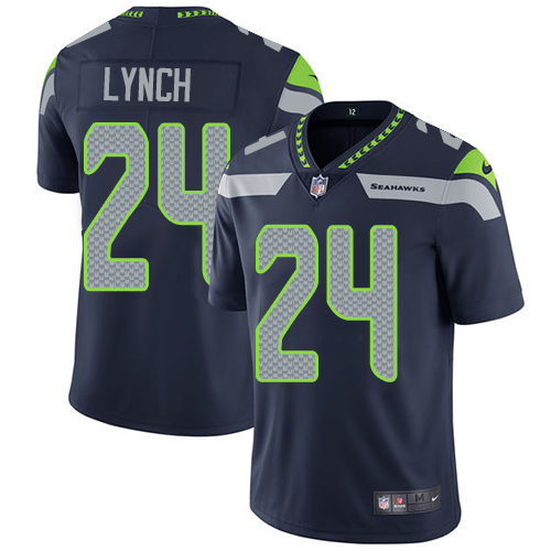 Men's Nike Seattle Seahawks #24 Marshawn Lynch Navy Blue Team Color Vapor Untouchable Limited Player NFL Jersey