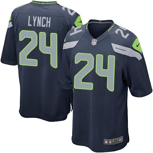 Men's Nike Seattle Seahawks #24 Marshawn Lynch Game Navy Blue Team Color NFL Jersey