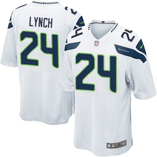 Men's Nike Seattle Seahawks #24 Marshawn Lynch Game White NFL Jersey