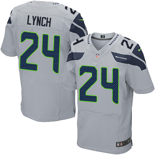 Men's Nike Seattle Seahawks #24 Marshawn Lynch Elite Grey Alternate NFL Jersey