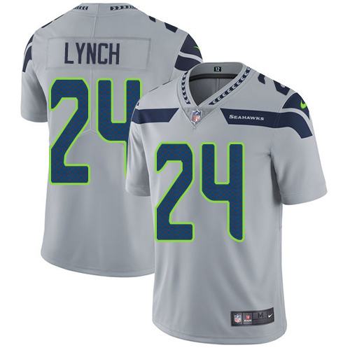 Men's Nike Seattle Seahawks #24 Marshawn Lynch Grey Alternate Vapor Untouchable Limited Player NFL Jersey
