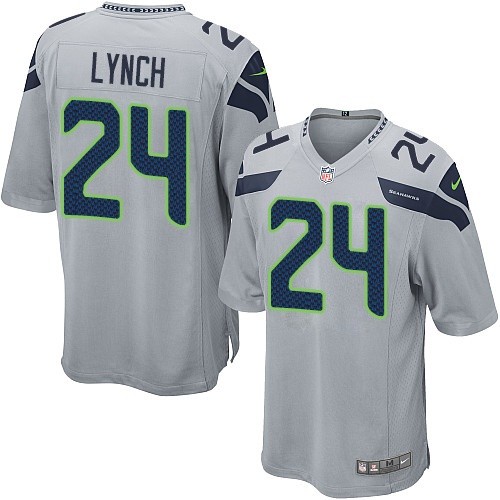 Men's Nike Seattle Seahawks #24 Marshawn Lynch Game Grey Alternate NFL Jersey