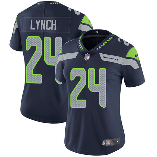 Women's Nike Seattle Seahawks #24 Marshawn Lynch Navy Blue Team Color Vapor Untouchable Limited Player NFL Jersey