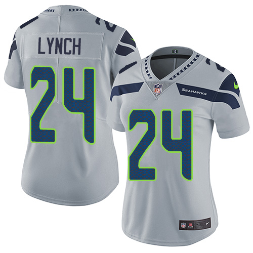 Women's Nike Seattle Seahawks #24 Marshawn Lynch Grey Alternate Vapor Untouchable Limited Player NFL Jersey