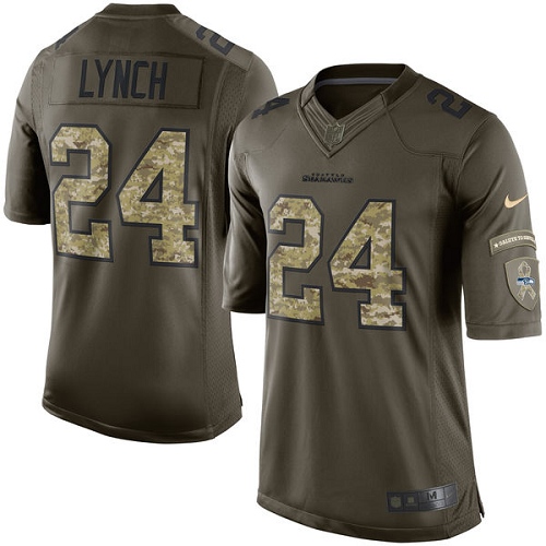 Youth Nike Seattle Seahawks #24 Marshawn Lynch Limited Green Salute to Service NFL Jersey