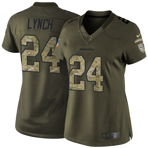 Women's Nike Seattle Seahawks #24 Marshawn Lynch Limited Green Salute to Service NFL Jersey