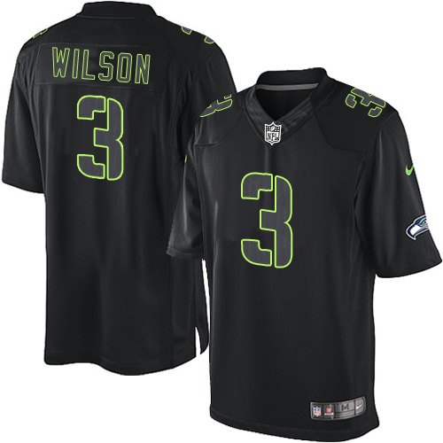 Men's Nike Seattle Seahawks #3 Russell Wilson Limited Black Impact NFL Jersey