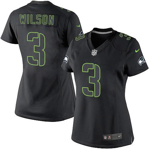 Women's Nike Seattle Seahawks #3 Russell Wilson Limited Black Impact NFL Jersey