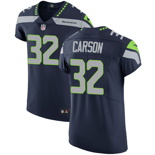 Men's Nike Seattle Seahawks #32 Chris Carson Navy Blue Team Color Vapor Untouchable Elite Player NFL Jersey