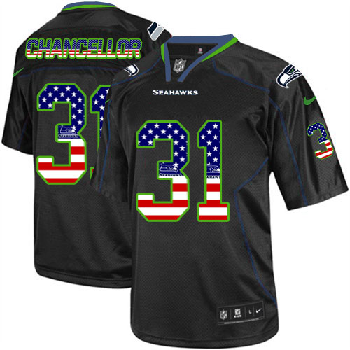 Men's Nike Seattle Seahawks #31 Kam Chancellor Elite Black USA Flag Fashion NFL Jersey