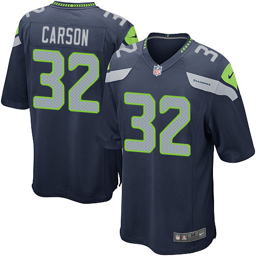 Men's Nike Seattle Seahawks #32 Chris Carson Game Navy Blue Team Color NFL Jersey