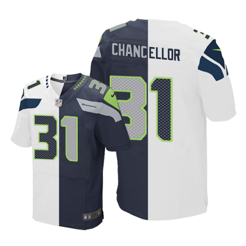 Men's Nike Seattle Seahawks #31 Kam Chancellor Elite Navy/White Split Fashion NFL Jersey
