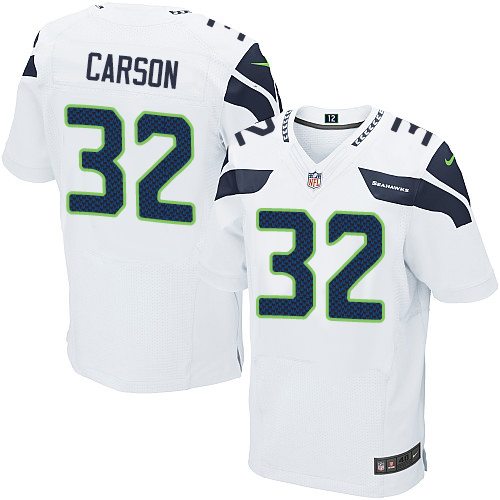 Men's Nike Seattle Seahawks #32 Chris Carson Elite White NFL Jersey