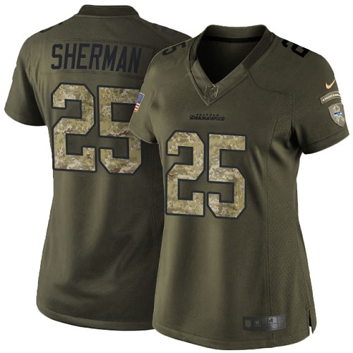 Women's Nike Seattle Seahawks #25 Richard Sherman Limited Green Salute to Service NFL Jersey