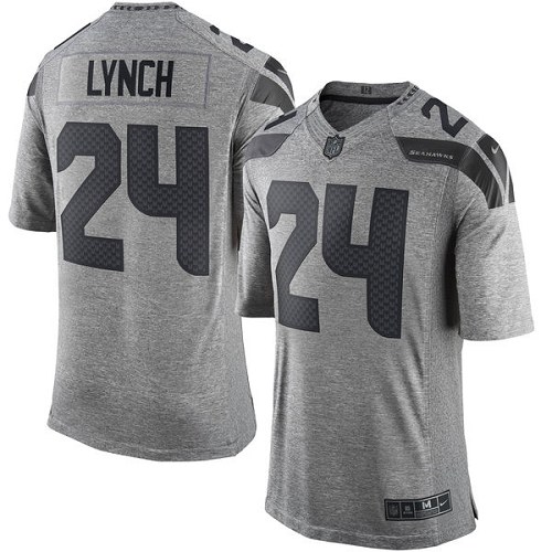 Men's Nike Seattle Seahawks #24 Marshawn Lynch Limited Gray Gridiron NFL Jersey