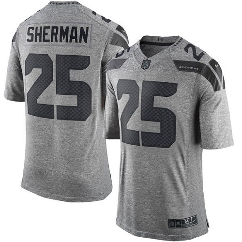 Men's Nike Seattle Seahawks #25 Richard Sherman Limited Gray Gridiron NFL Jersey