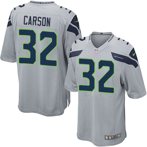 Men's Nike Seattle Seahawks #32 Chris Carson Game Grey Alternate NFL Jersey