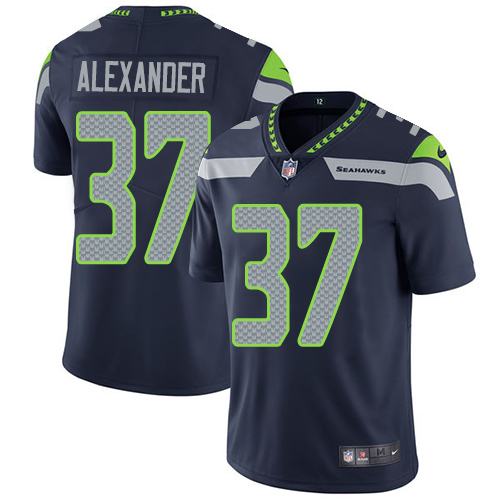 Men's Nike Seattle Seahawks #37 Shaun Alexander Navy Blue Team Color Vapor Untouchable Limited Player NFL Jersey