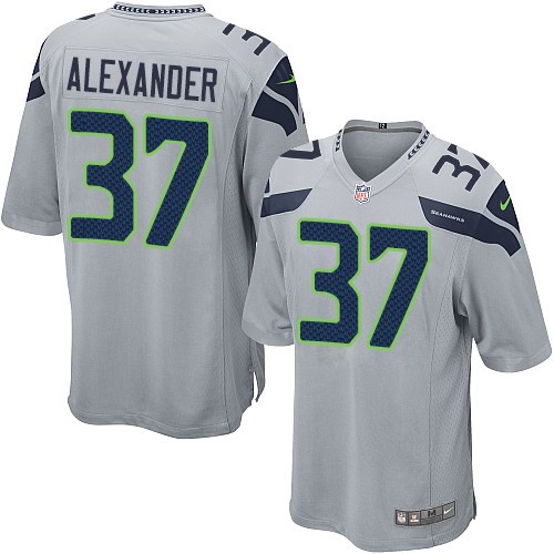 Men's Nike Seattle Seahawks #37 Shaun Alexander Game Grey Alternate NFL Jersey