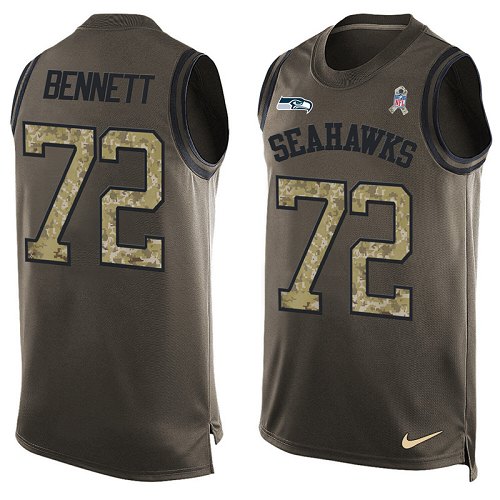 Men's Nike Seattle Seahawks #72 Michael Bennett Limited Green Salute to Service Tank Top NFL Jersey