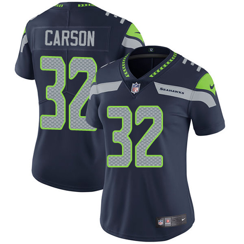 Women's Nike Seattle Seahawks #32 Chris Carson Navy Blue Team Color Vapor Untouchable Elite Player NFL Jersey