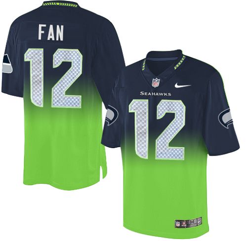 Youth Nike Seattle Seahawks 12th Fan Elite Navy/Green Fadeaway NFL Jersey