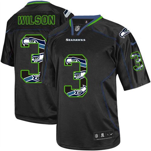 Youth Nike Seattle Seahawks #3 Russell Wilson Elite New Lights Out Black NFL Jersey