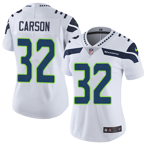 Women's Nike Seattle Seahawks #32 Chris Carson White Vapor Untouchable Elite Player NFL Jersey