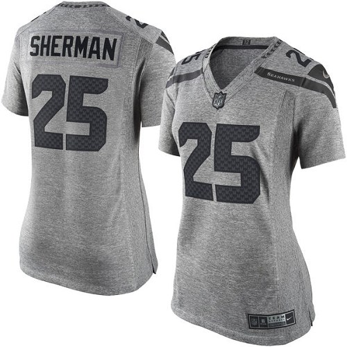 Women's Nike Seattle Seahawks #25 Richard Sherman Limited Gray Gridiron NFL Jersey