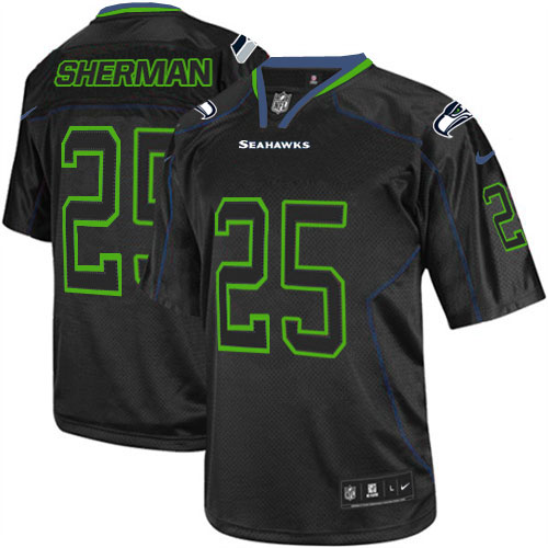 Youth Nike Seattle Seahawks #25 Richard Sherman Elite Lights Out Black NFL Jersey