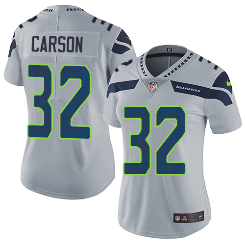 Women's Nike Seattle Seahawks #32 Chris Carson Grey Alternate Vapor Untouchable Limited Player NFL Jersey