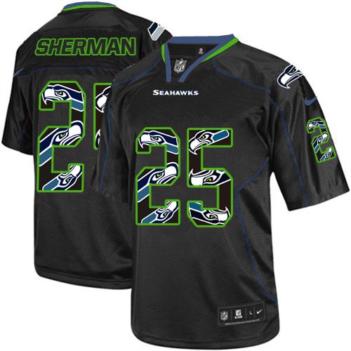 Youth Nike Seattle Seahawks #25 Richard Sherman Elite New Lights Out Black NFL Jersey