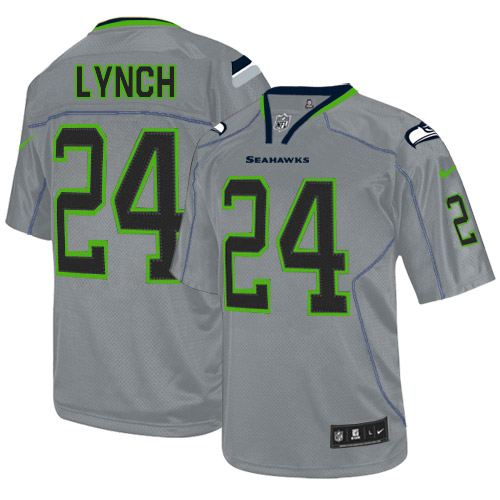 Men's Nike Seattle Seahawks #24 Marshawn Lynch Elite Lights Out Grey NFL Jersey