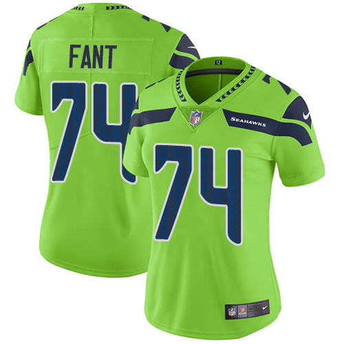 Women's Nike Seattle Seahawks #74 George Fant Elite Green Rush Vapor Untouchable NFL Jersey