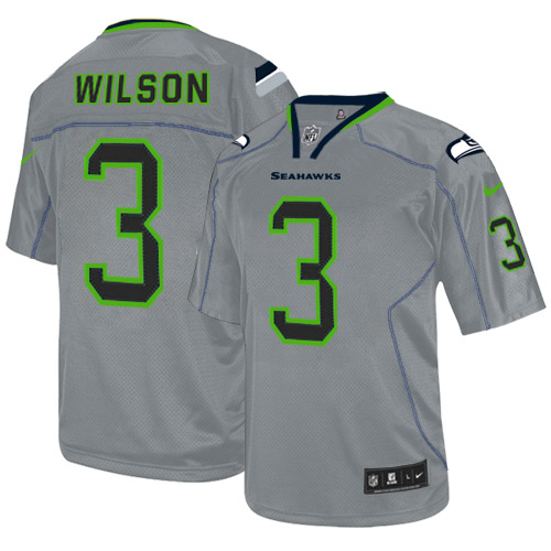Youth Nike Seattle Seahawks #3 Russell Wilson Elite Lights Out Grey NFL Jersey