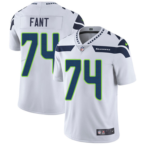 Men's Nike Seattle Seahawks #74 George Fant White Vapor Untouchable Limited Player NFL Jersey
