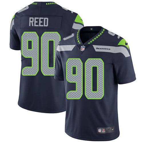Men's Nike Seattle Seahawks #90 Jarran Reed Navy Blue Team Color Vapor Untouchable Limited Player NFL Jersey