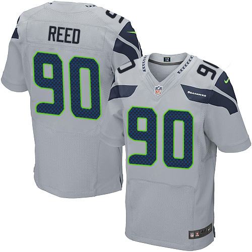 Men's Nike Seattle Seahawks #90 Jarran Reed Elite Grey Alternate NFL Jersey