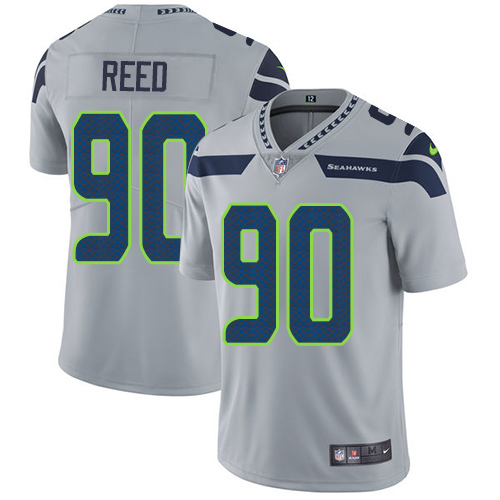 Men's Nike Seattle Seahawks #90 Jarran Reed Grey Alternate Vapor Untouchable Limited Player NFL Jersey
