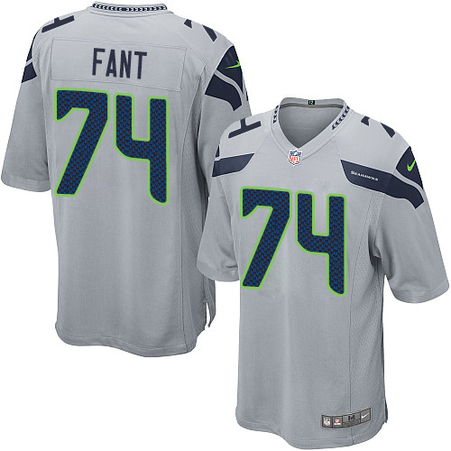 Men's Nike Seattle Seahawks #74 George Fant Game Grey Alternate NFL Jersey