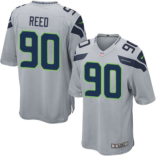 Men's Nike Seattle Seahawks #90 Jarran Reed Game Grey Alternate NFL Jersey